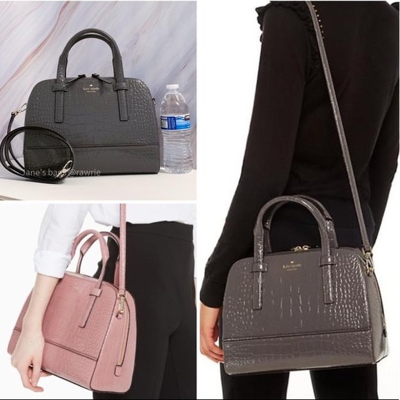 KATE SPADE Crossbody Riverside Street Exotic Small Porcini Leather Satchel NWOT - Picture 9 of 13